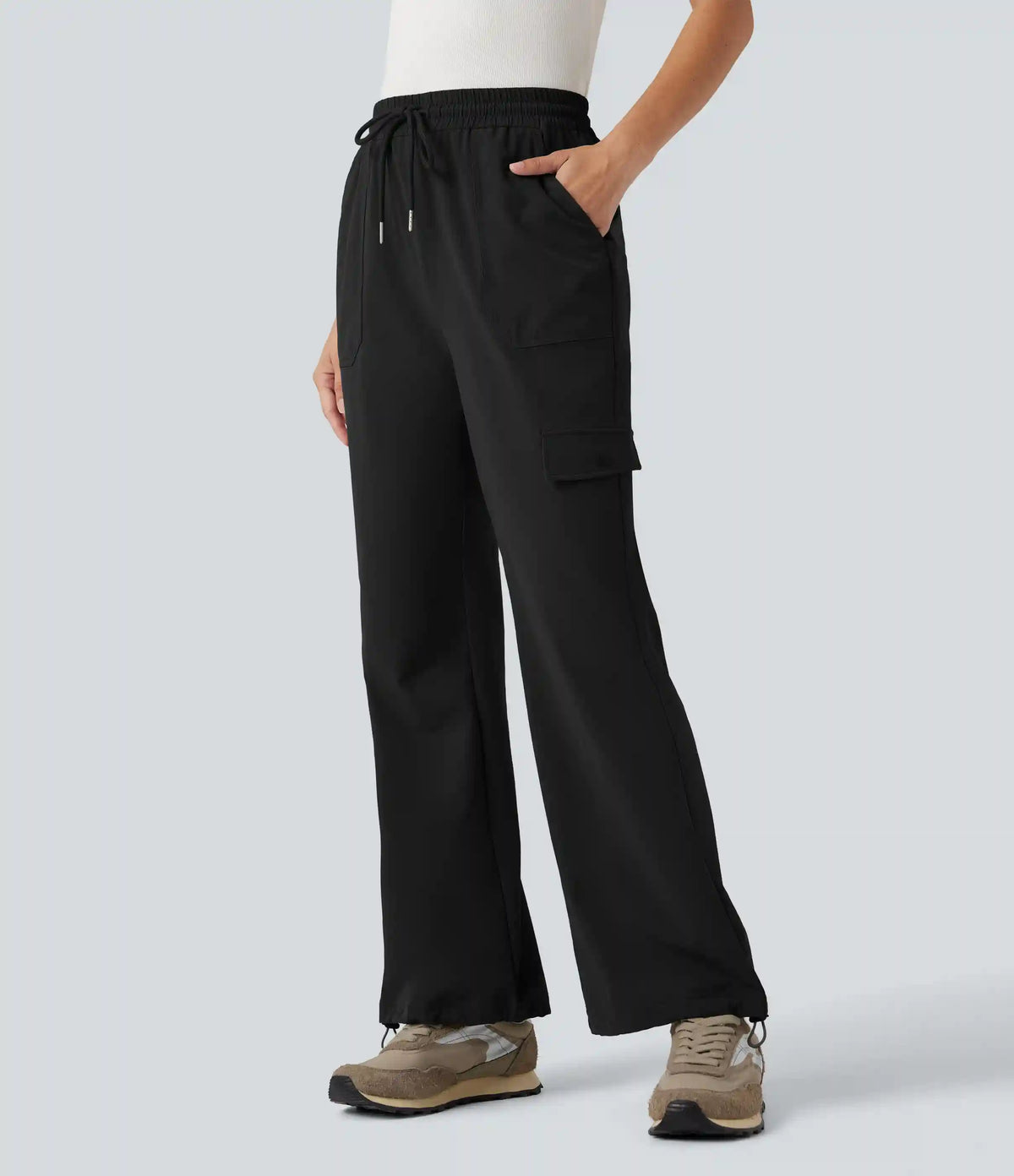 High Waisted Drawstring Bootcut Hiking Pants with Pockets