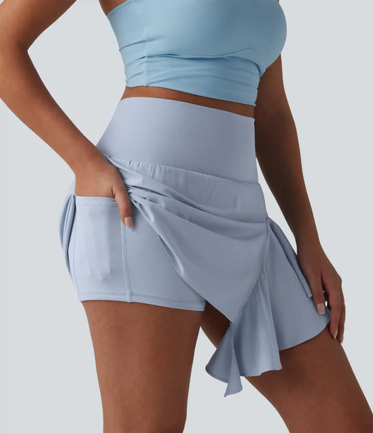 Breezeful™ High Waisted Ruffle 2-in-1 Quick Dry Mini Dance Skirt with Pockets