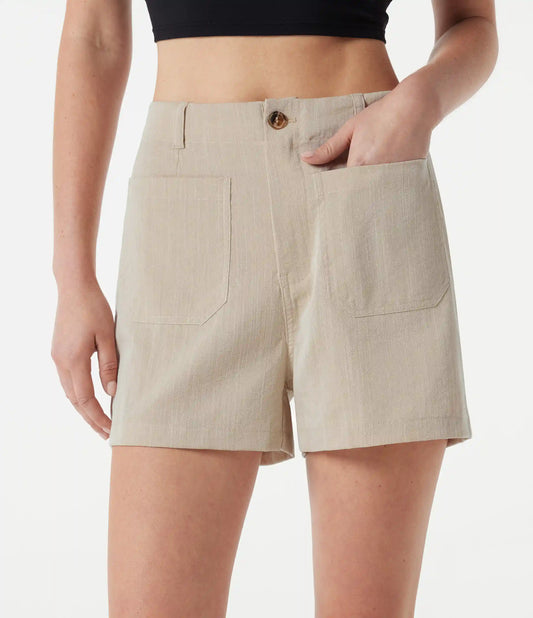 High Waisted Casual Linen-Feel Shorts 3'' with Pockets