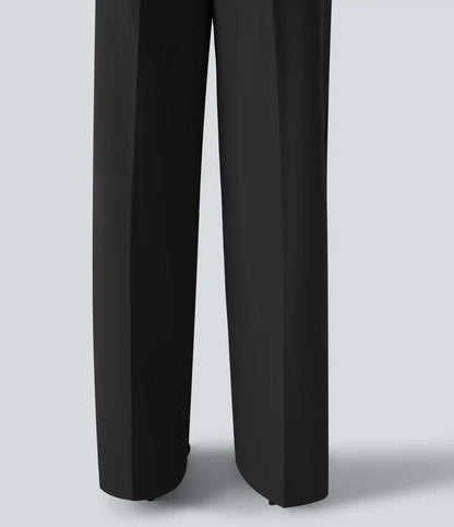 Wrinkle Recovery High Waisted Baggy Work Pants with Pockets