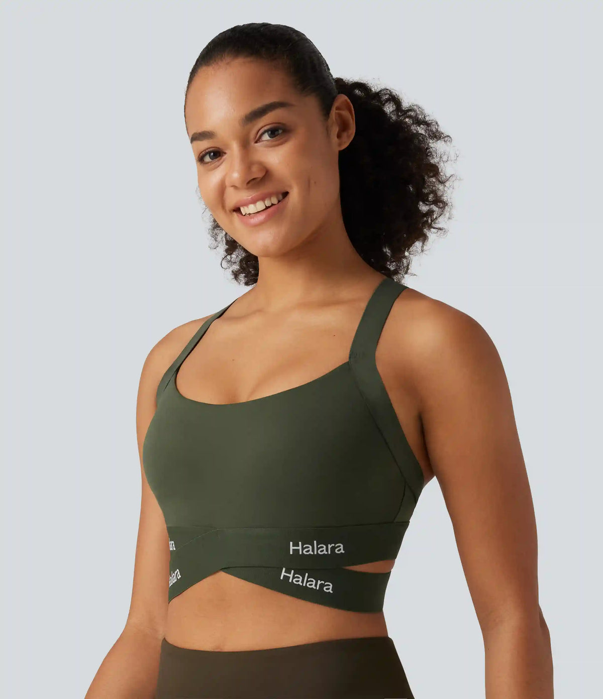 Halara UltraSculpt™ Medium Support U Neck Crossover Training Sports Bra with Non-Removable Pad