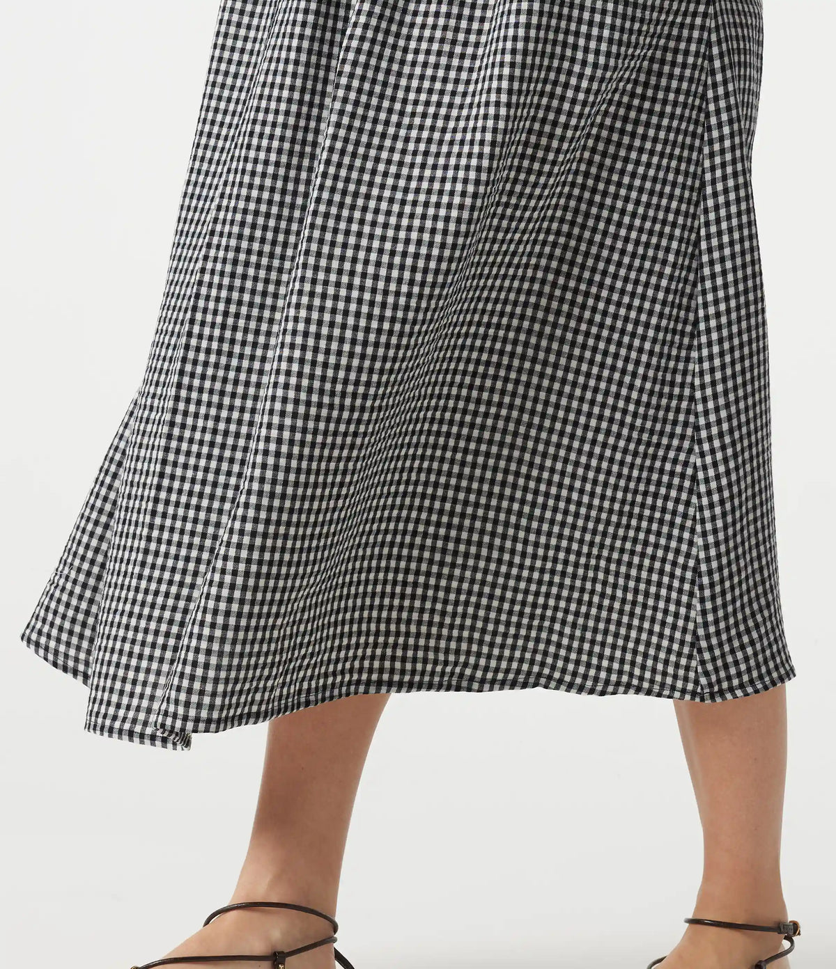 Round Neck Sleeveless Plaid Midi Casual Linen-Feel Dress with Pockets