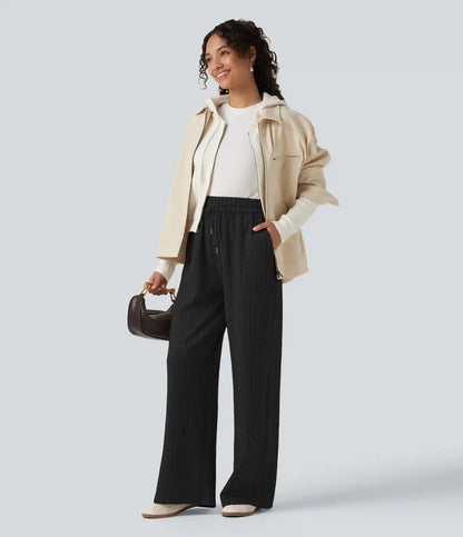 High Waisted Drawstring Baggy Casual Pants with Pockets
