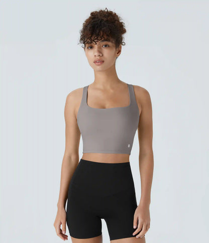 SoftlyZero™ Airy Square Neck Backless Crisscross Cropped InstantCool Yoga Tank Top
