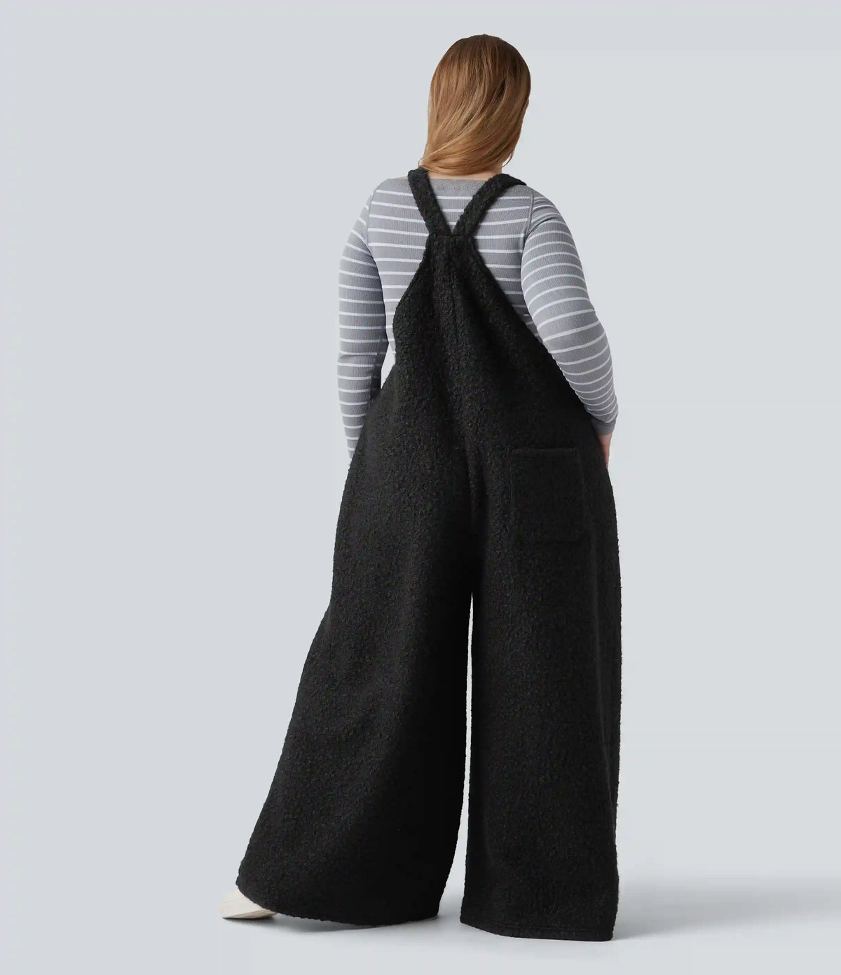 Adjustable Straps Casual Teddy Plus Size Overalls with Pockets