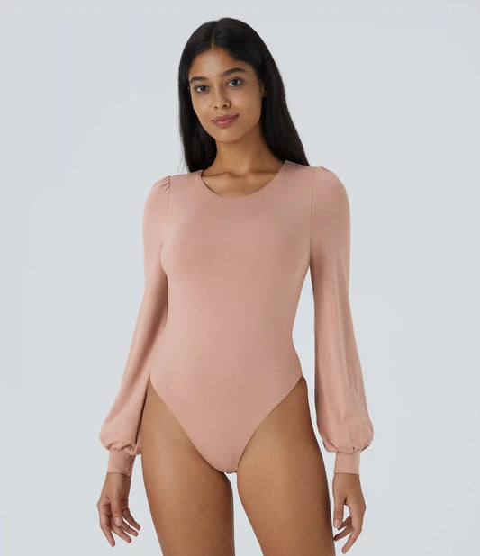Round Neck Long Sleeve Casual Bodysuit
