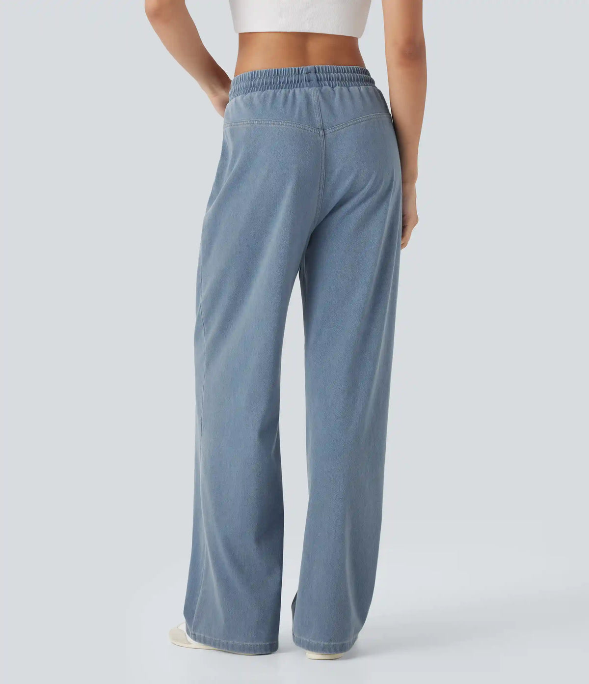 Halara Flex™ High Waisted Drawstring Wide Leg InstantCool Stretchy Knit Casual Sweatpants Jeans with Pockets