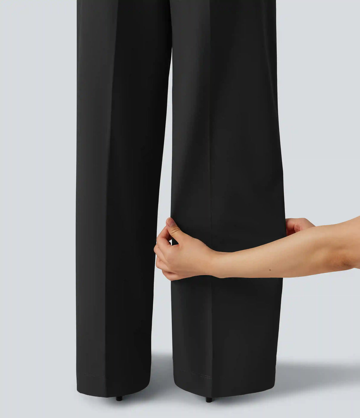 Wrinkle Recovery High Waisted Baggy Work Pants with Pockets