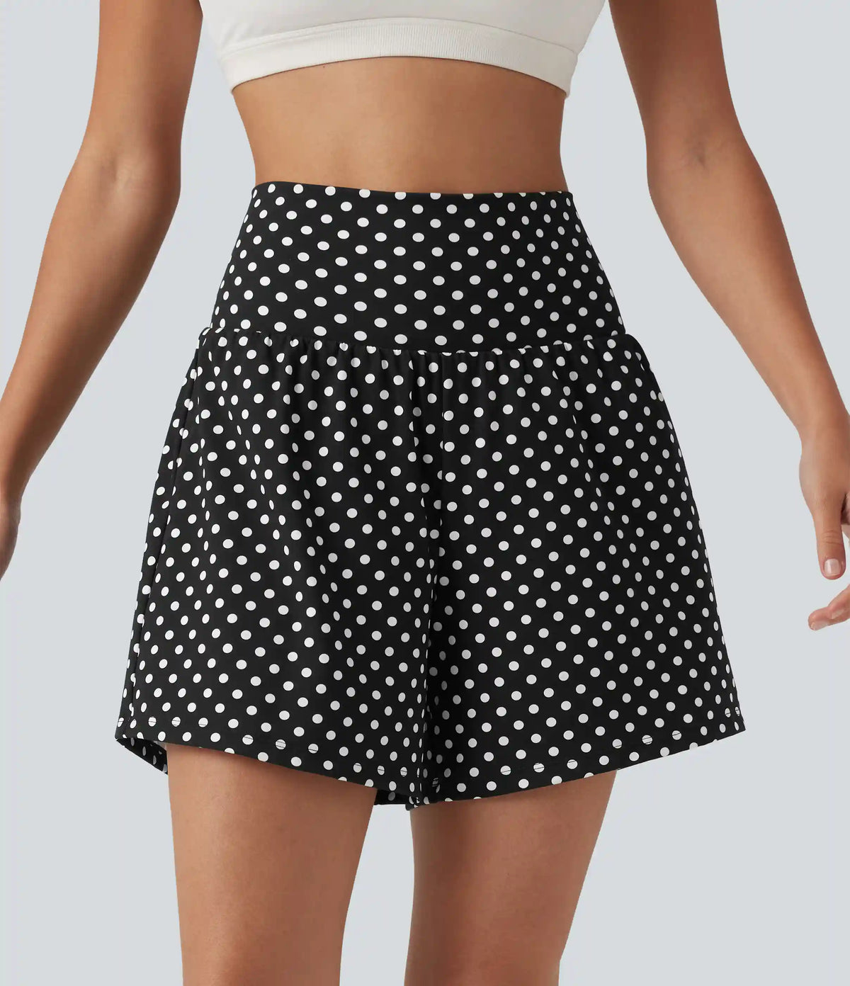 High Waisted 2-in-1 Polka Dot Yoga Shorts 5'' with Pockets