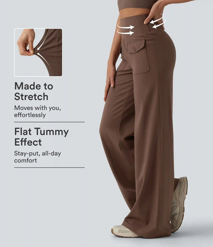 DayStretch High Waisted Tummy Control Wide Leg Yoga Pants with Pockets
