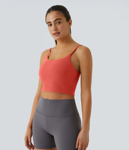 Basic Padded Workout Cropped Low Support Tank Top A-D Cups