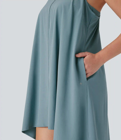 Breezeful™ RacerPocket High Low Flowy Mini Quick Dry Casual Dress DD-F Cups