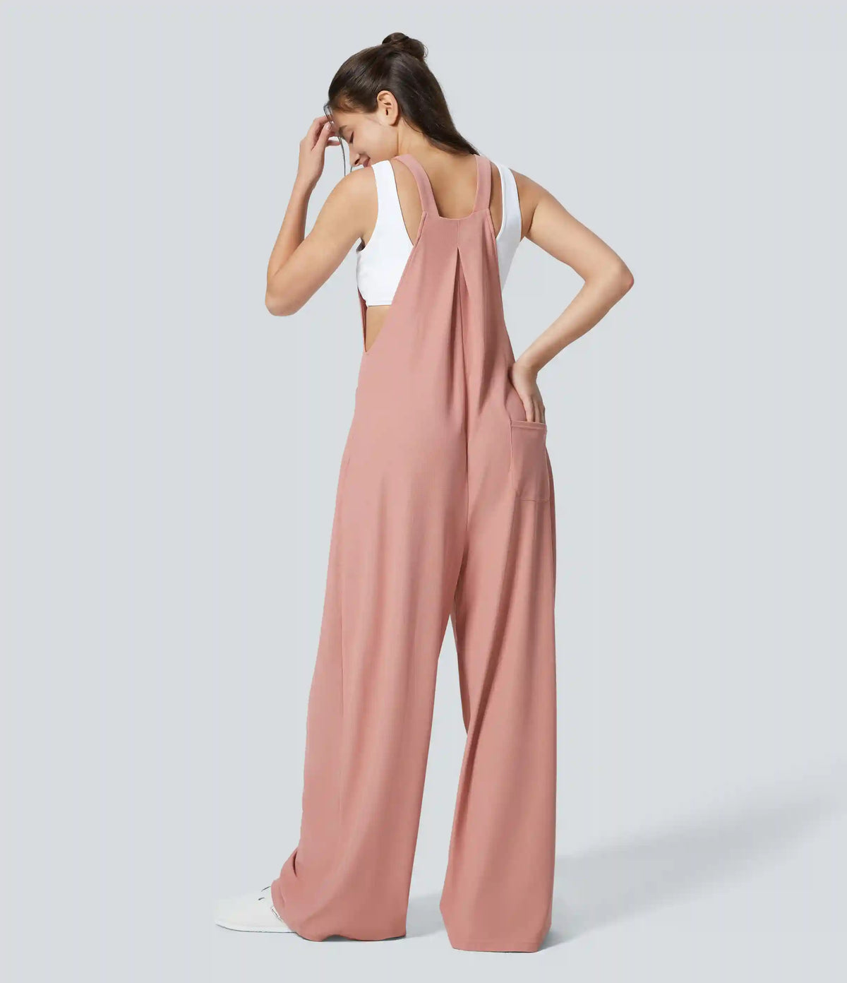 Pockets Waffle Casual Overalls