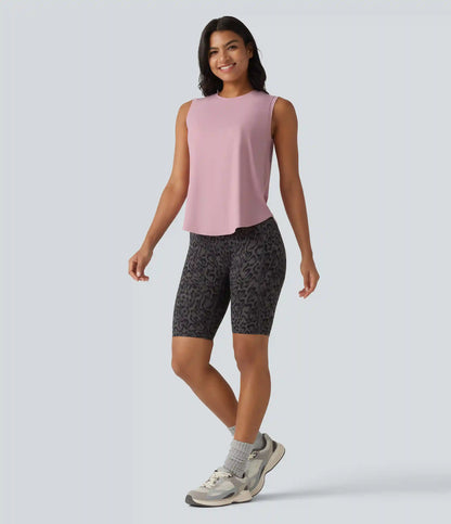Round Neck Curved Hem Cool Touch Workout Tank Top-UPF50+