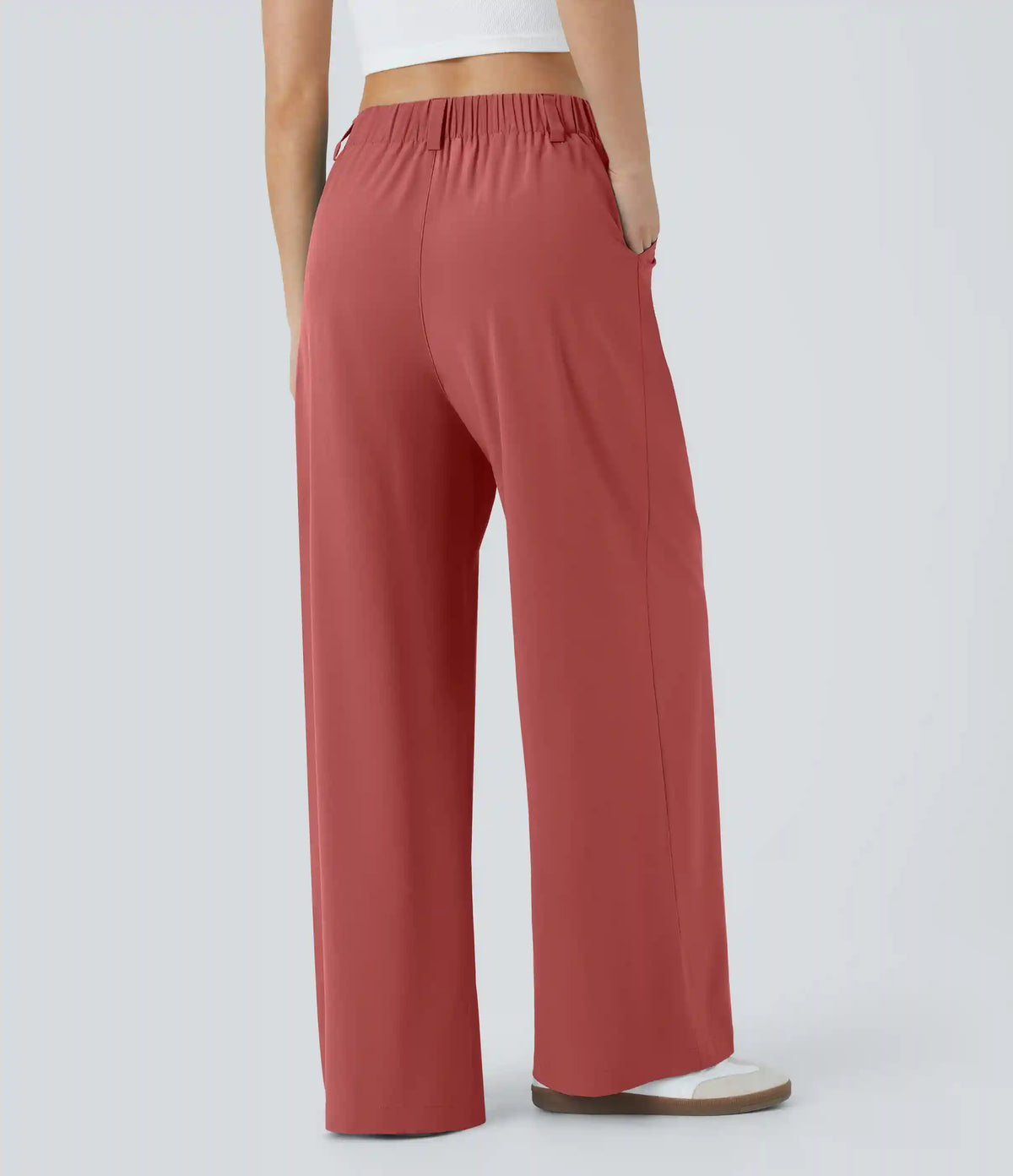 Breezeful™ High Waisted Pocket Wide Leg Baggy Flowy Solid Palazzo Quick Dry Casual Pants