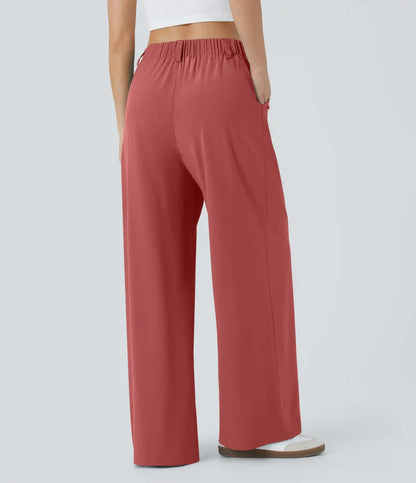 Breezeful™ High Waisted Pocket Wide Leg Baggy Flowy Solid Palazzo Quick Dry Casual Pants