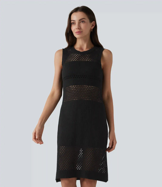 Round Neck Sleeveless Cut Out Mini Dress