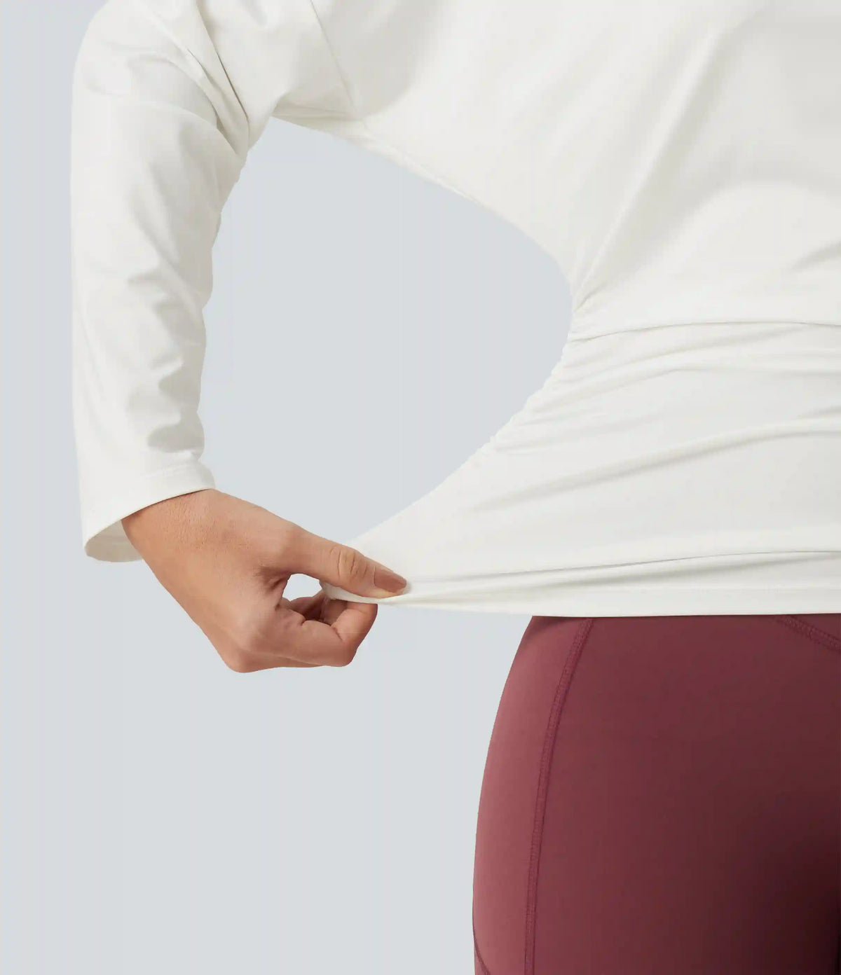 Cowl Neck Long Sleeve Cut Out Back Yoga Sports Top