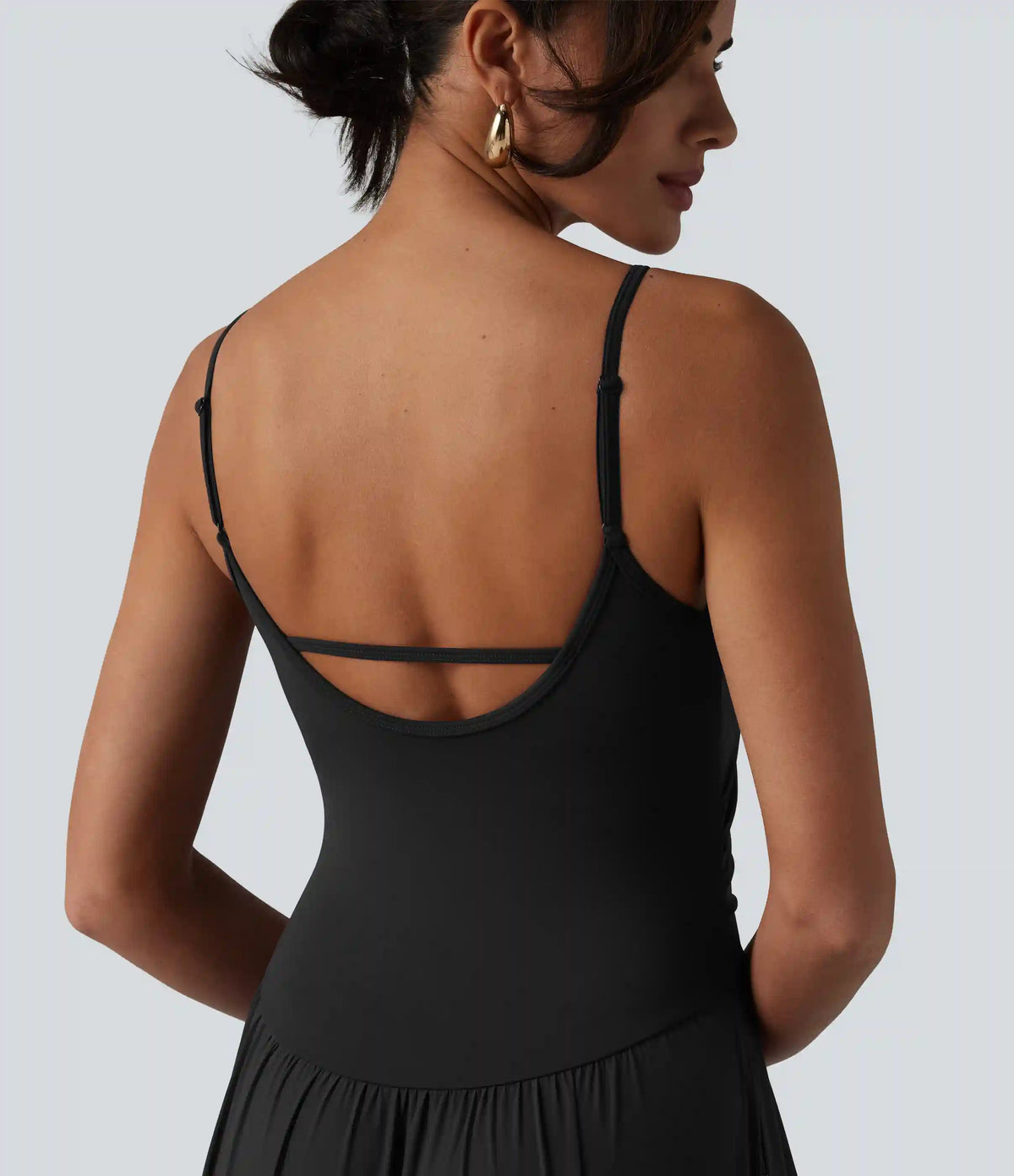 Breezeful™ Backless Adjustable Straps Ruched Built-in Bra Flowy Maxi Quick Dry Bridesmaid and Wedding Guest Slip Dress with Pockets