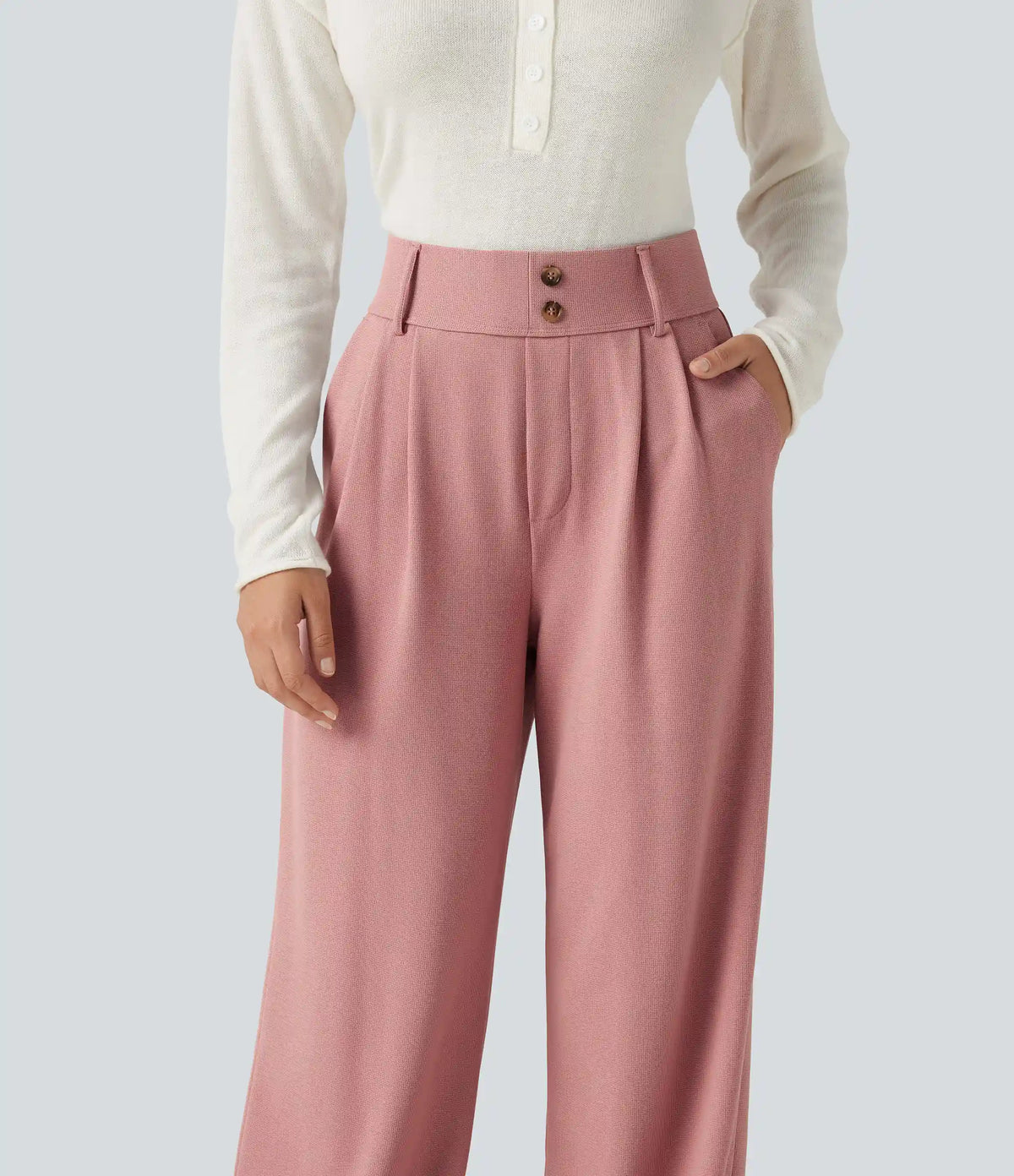 Halara Flex™ High Waisted Straight Leg Waffle Work Pants with Pockets