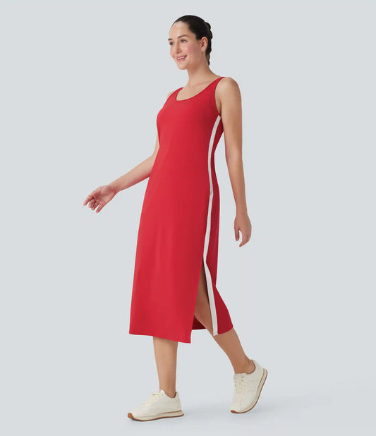 SoftlyZero™ Airy Color Block Hem Cool Touch Workout Active Tank Dress with Pockets