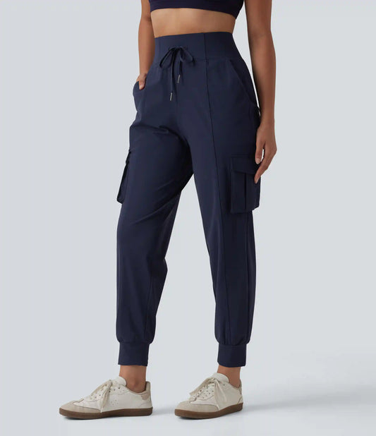 High Waisted Drawstring Quick Dry InstantCool Casual Cargo Joggers with Pockets-UPF40+