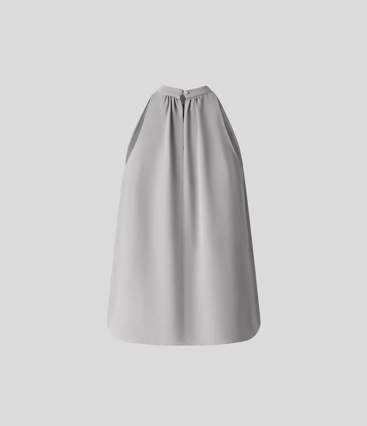 Keyhole Back Halter Sleeveless Curved Hem Work Blouse