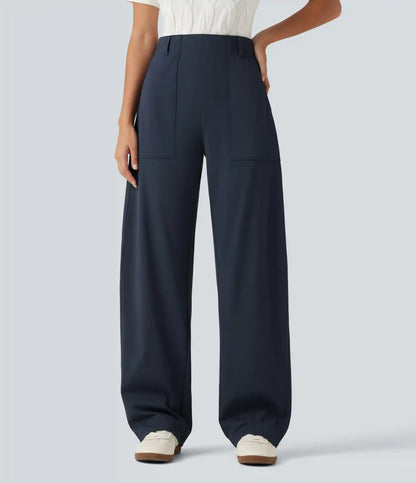 DayStretch High Waisted Barrel Leg Casual Pants with Pockets