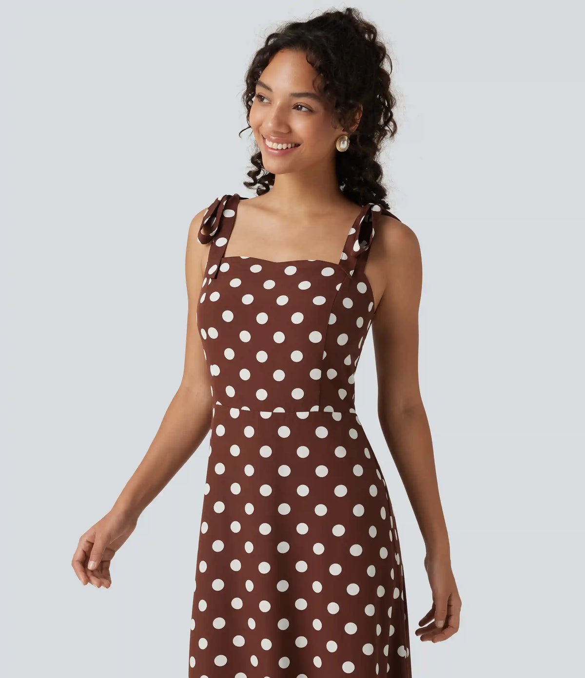 Square Neck Polka Dot Maxi Tank Dress