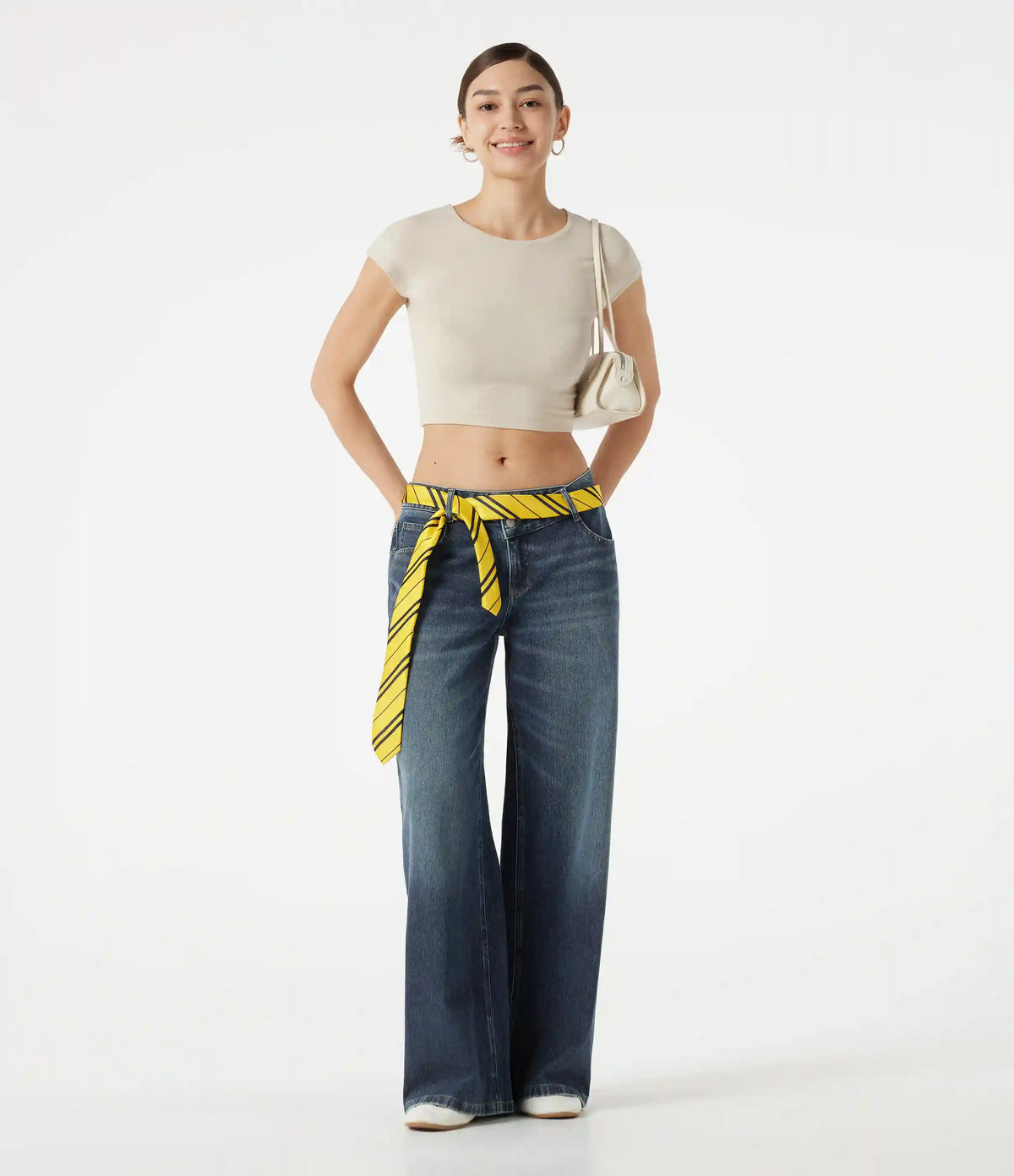 Halara Flex™ Asymmetric Low Rise Baggy Washed Casual Jeans with Pockets