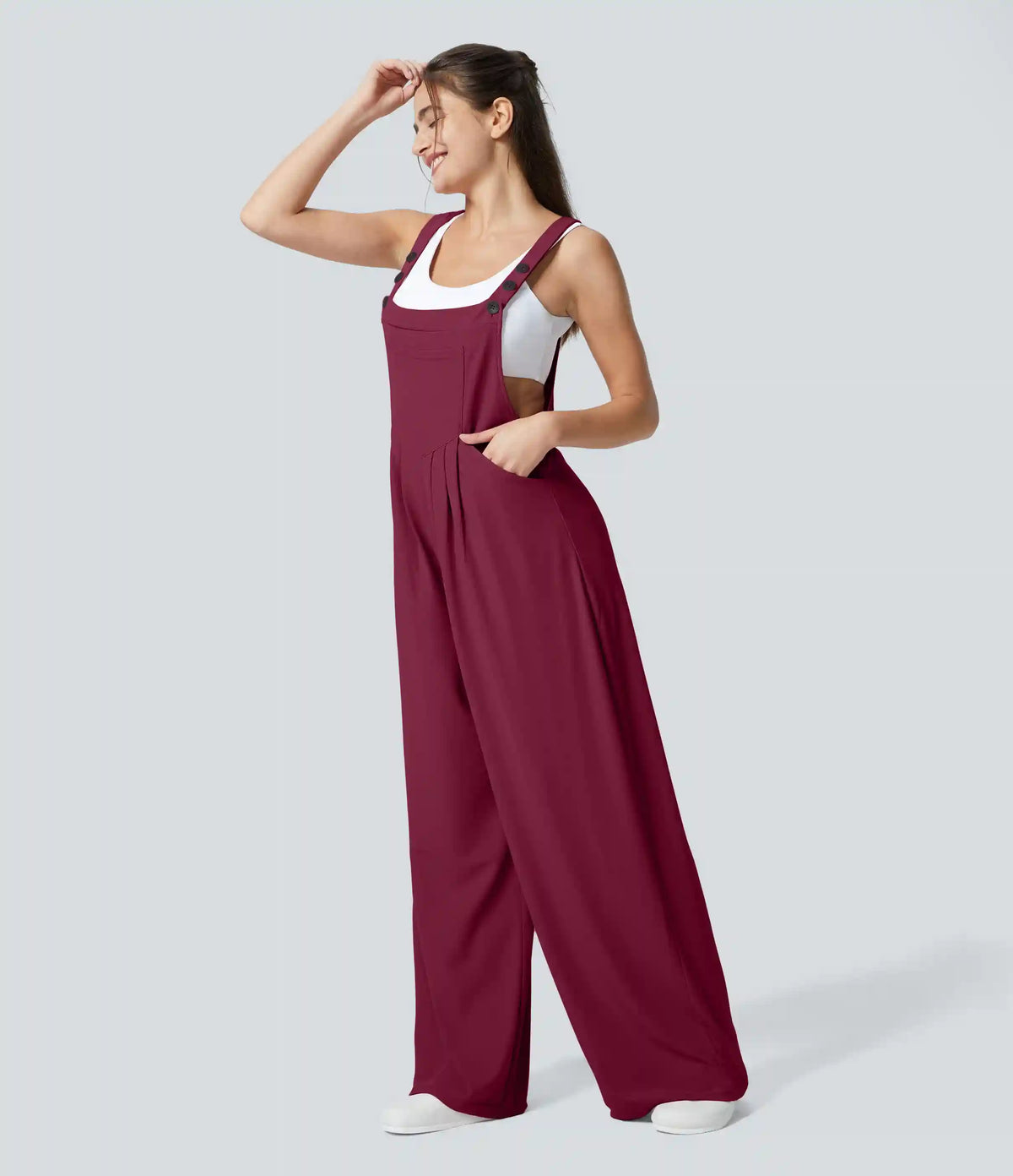 Pockets Waffle Casual Overalls