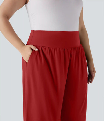Plus Size Breezeful™ High Waisted Tummy Control Hem Quick Dry Pants with Pockets