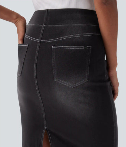 Halara Flex™ High Waisted Pockets Washed Denim Casual Skirt