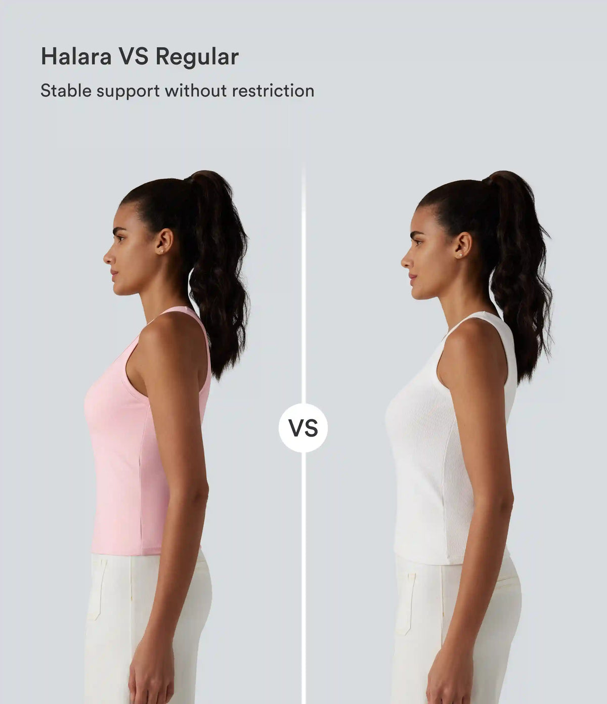 Ribbed Knit U Neck Built-in Bra Dance Tank Top B-E Cups