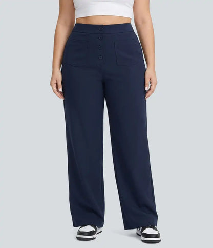 DayStretch High Waisted Pockets Straight Leg Casual Plus Size Pants