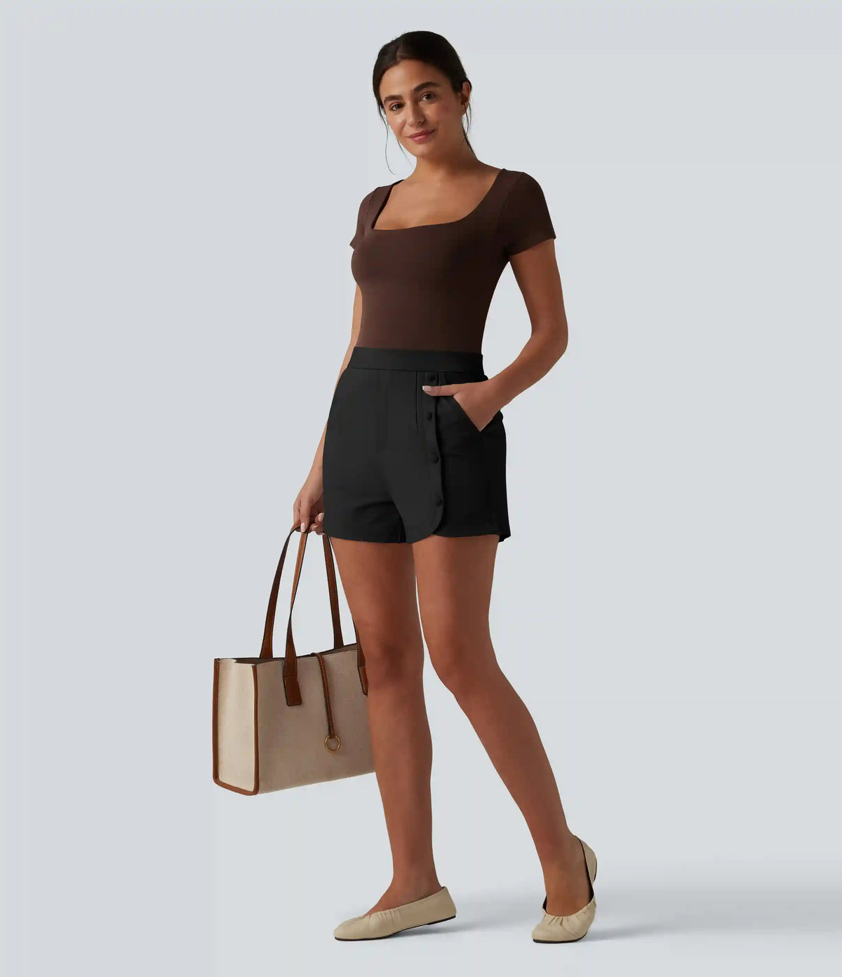 High Waisted Work Shorts 3'' with Pockets