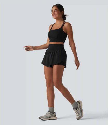 SoftlyZero™ Airy High Waisted Tummy Control 2-in-1 Curved Hem InstantCool Yoga Shorts 3'' with Pockets