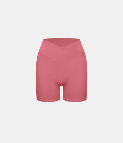 SoftlyZero™ Plush High Waisted Crossover Ruched Yoga Shorts 5''