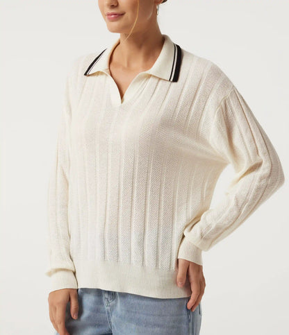 Long Sleeve Color Block Work Sweater