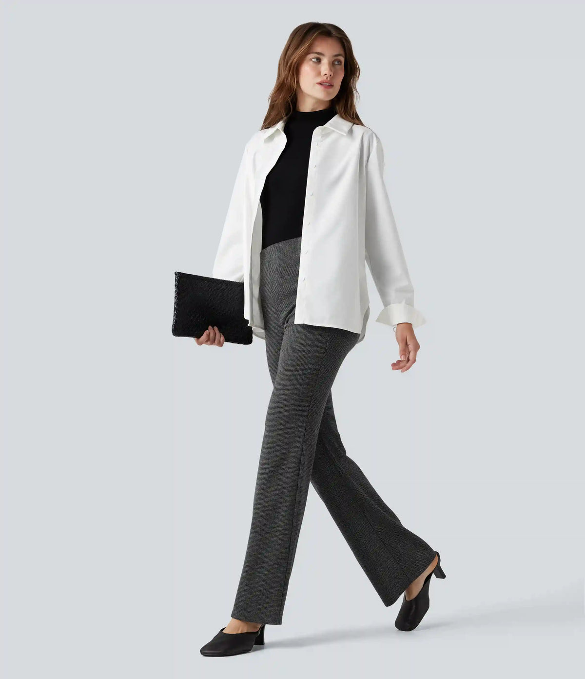 Halara Flex™ High Waisted Houndstooth Flare Work Pants with Pockets