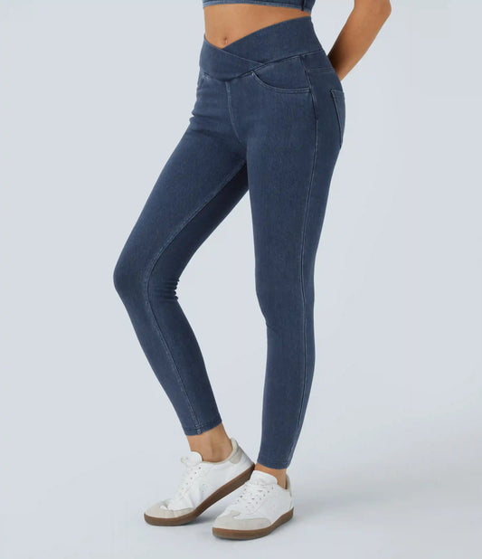 Halara Flex™ High Waisted Crossover Pockets Denim Work Leggings