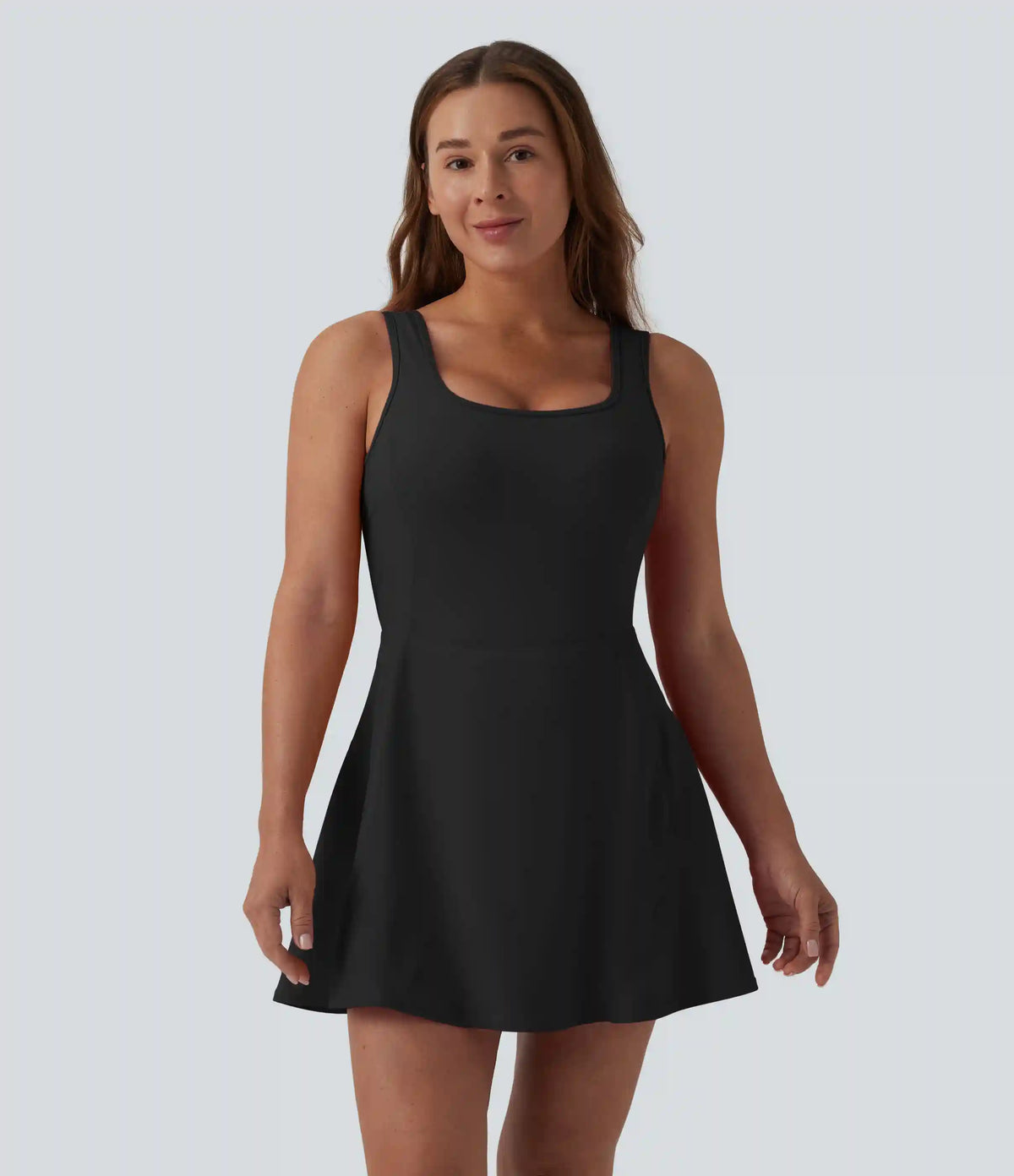 SoftlyZero™ Airy U Neck 2-in-1 Pocket Mini Cool Touch Dance Active Dress DD-F Cups-Easy Peezy