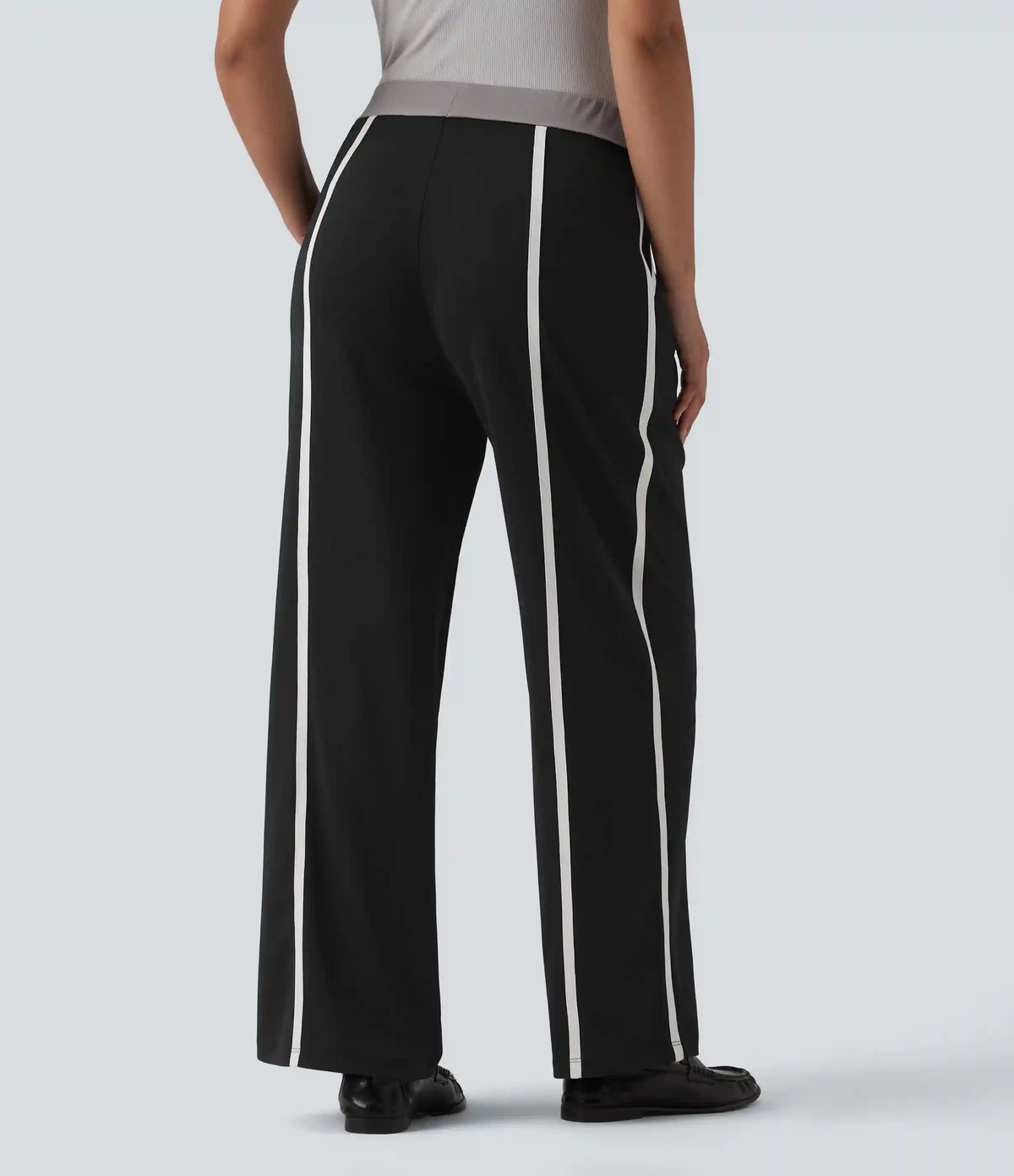 Halara Flex™ High Waisted Straight Leg Color Block Stripe Crepe Work Pants with Pockets