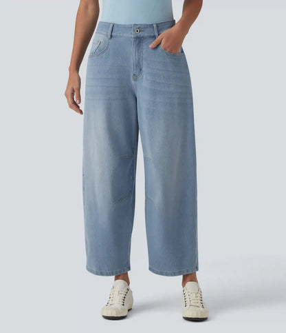 Halara Flex™ Low Rise Zipper Pockets Barrel Leg Casual Jeans