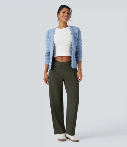 Halara Flex™ DayStretch Asymmetric Mid Rise Barrel Leg Work Pants with Pockets