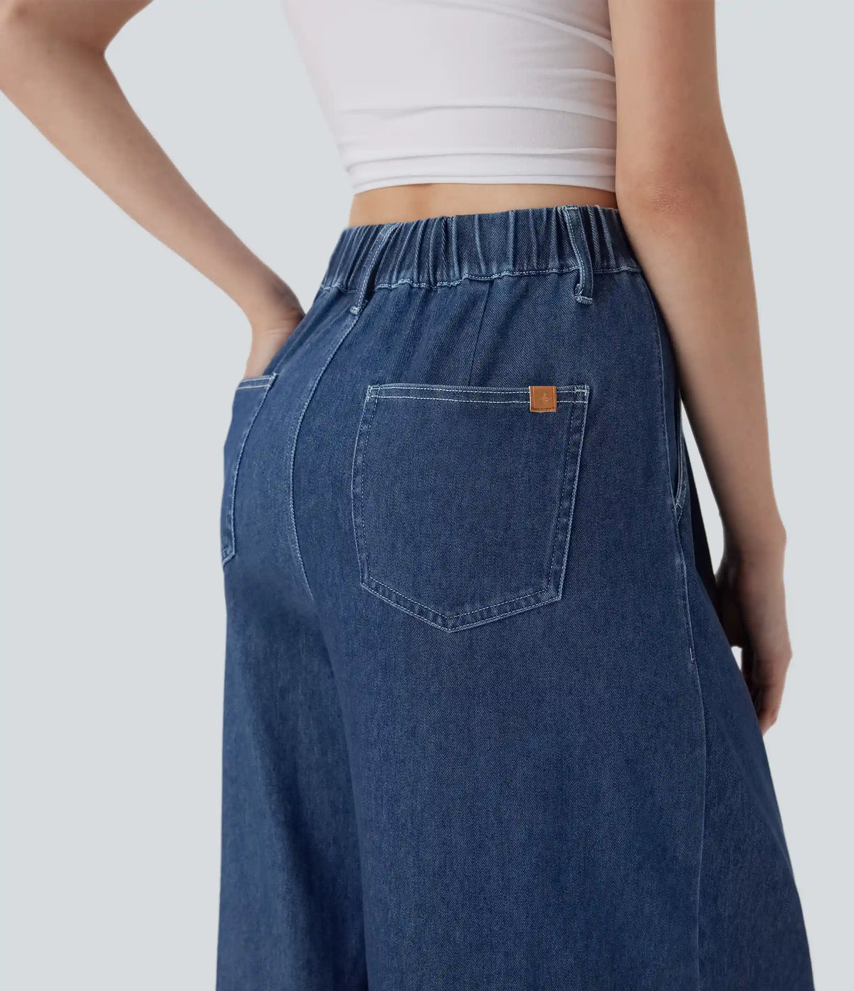 Halara Flex™ High Waisted Wide leg InstantCool Denim Casual Jeans with Pockets