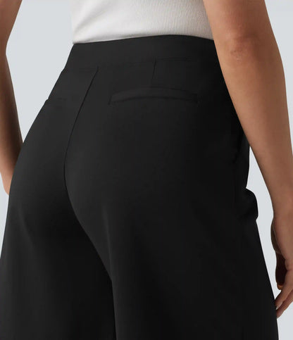 DayStretch High Waisted Straight Leg Work Bermuda Shorts with Pockets