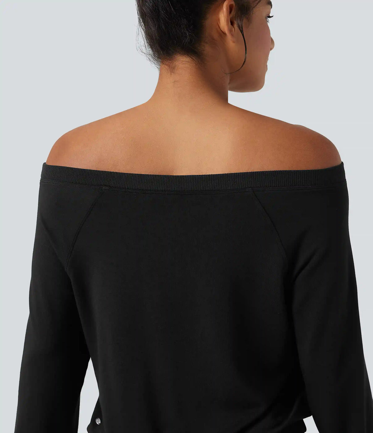Off-shoulder Long Sleeve Fleece Yoga Sports Top