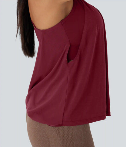 Double Straps Pleated Quick Dry Yoga Cami Top DD-F Cups