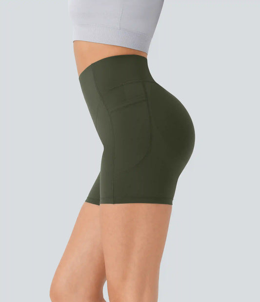 Halara UltraSculpt™ High Waisted Scrunch Butt Lifting Tummy Control Pocket Shaping Workout Biker Shorts 5''